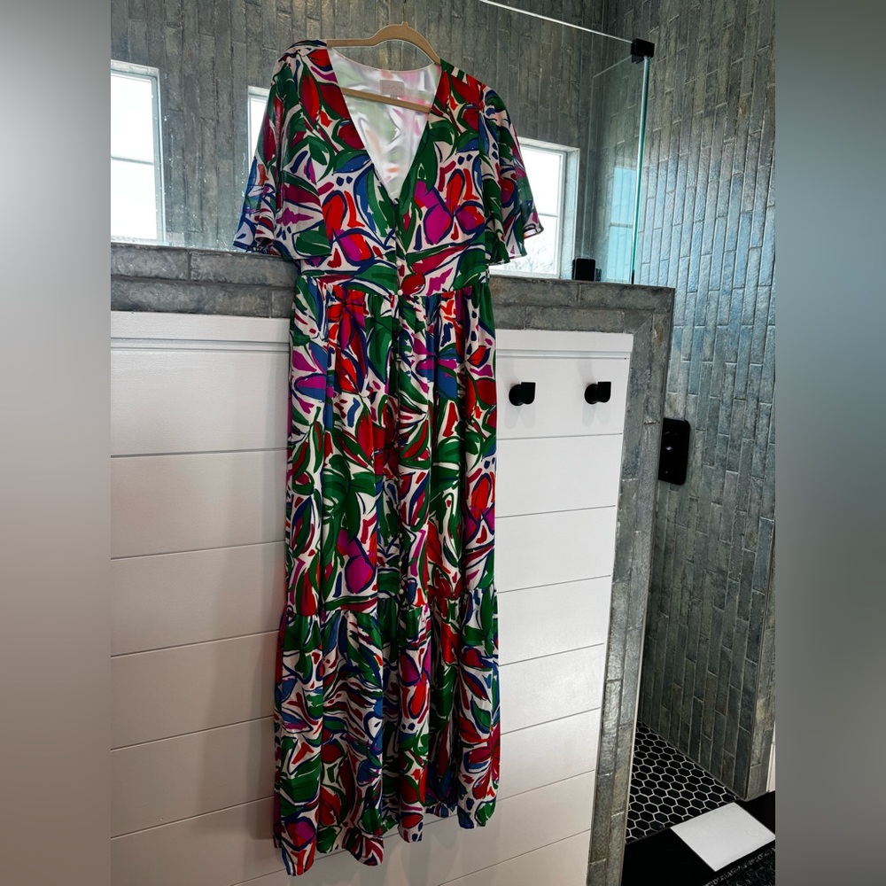 Sugarlips Multicolor Floral Wrap Maxi Dress - Green, Red & Pink